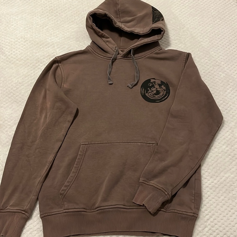 Pull & Bear Brown Graphic Pullover Hoodie